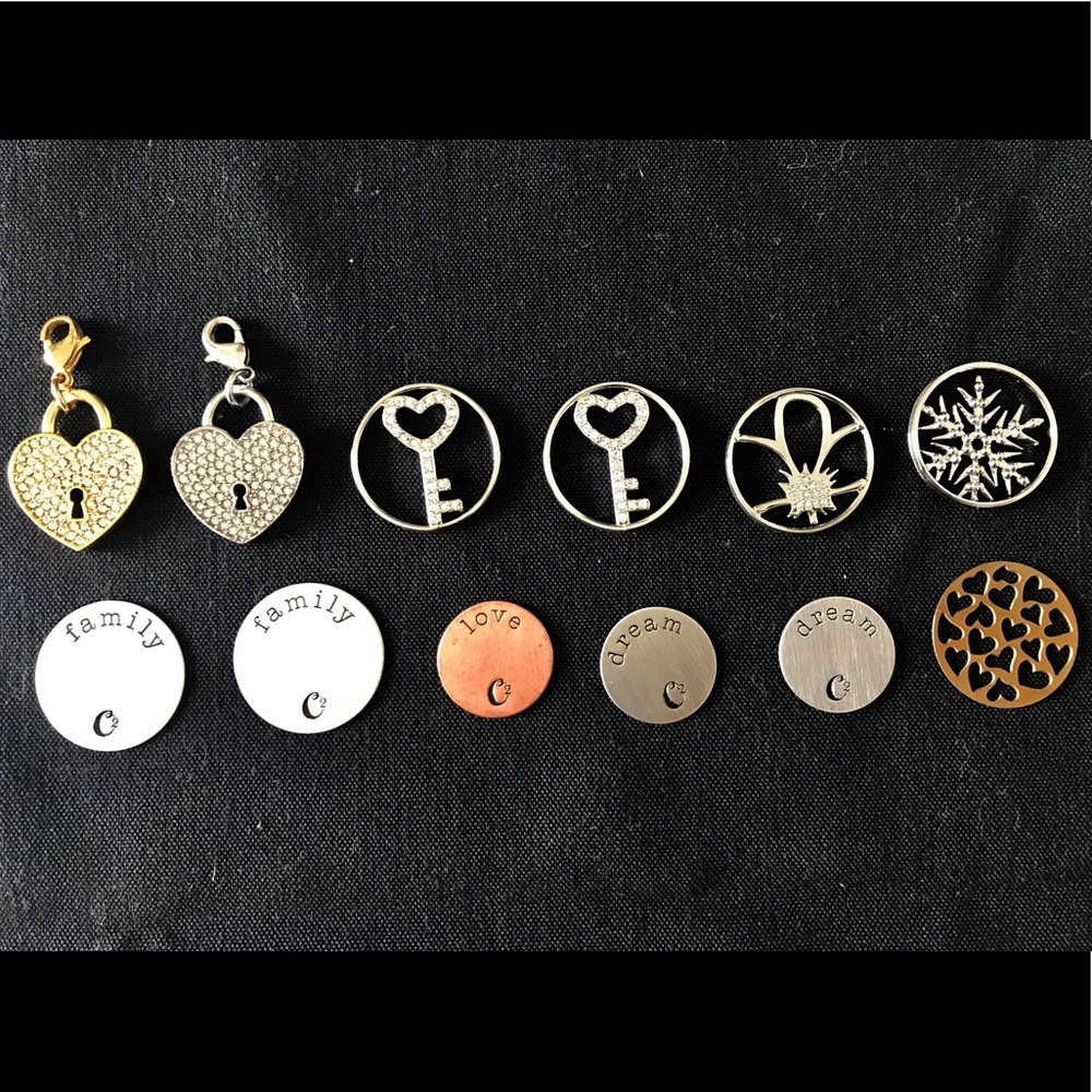 13 pcs Origami Owl dangles, plates & window plates